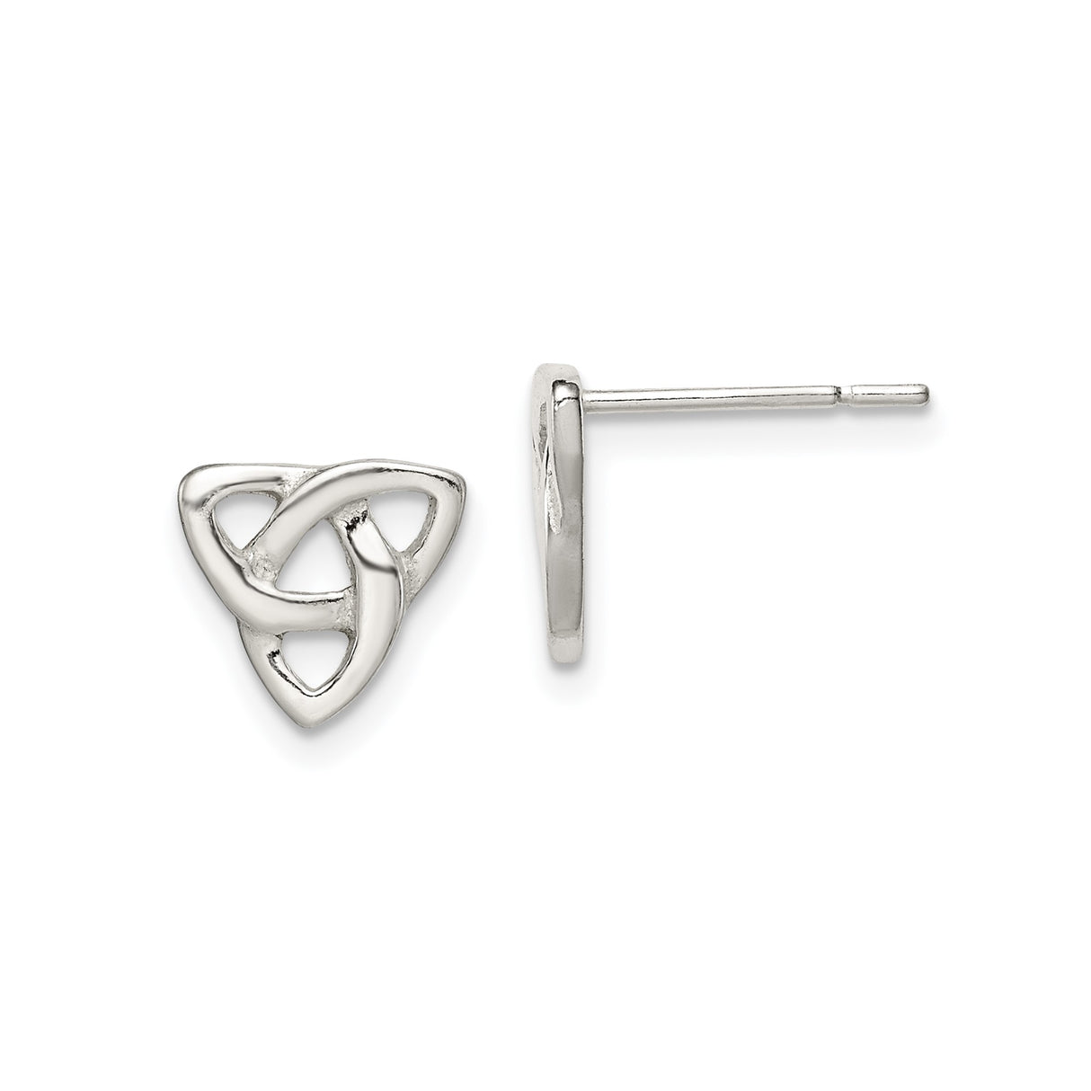 Sterling Silver Celtic Trinity Knot Stud Earrings, Irish Heritage Triquetra Design
