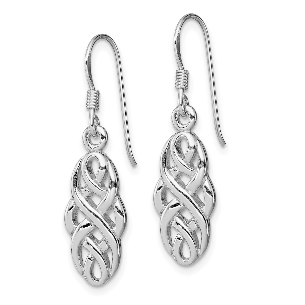 Sterling Silver Dangle Earrings with Openwork Celtic Knot Design, Irish Boho Style for Women