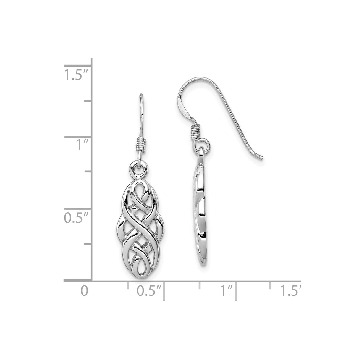 Sterling Silver Dangle Earrings with Openwork Celtic Knot Design, Irish Boho Style for Women
