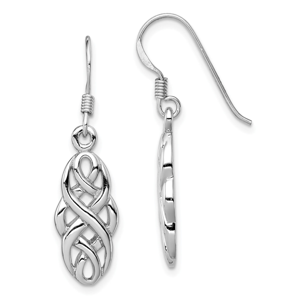 Sterling Silver Dangle Earrings with Openwork Celtic Knot Design, Irish Boho Style for Women
