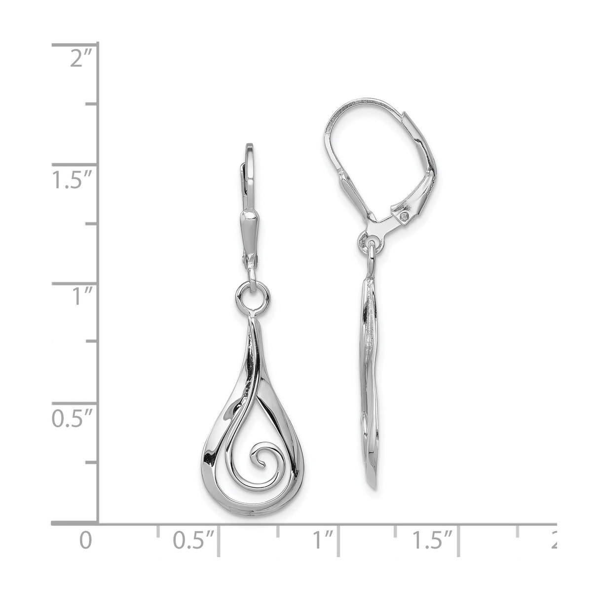 Sterling Silver Drop Earrings with Teardrop Swirl and Spiral Twist Design, Leverback Dangle Style