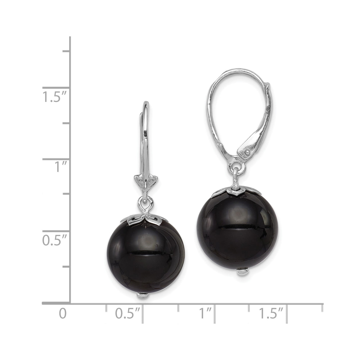 Sterling Silver Dangle Earrings with Black Onyx Beads, Leverback Drop Design