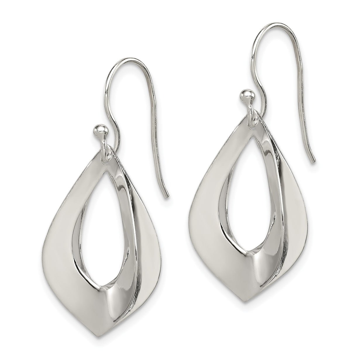 Sterling Silver Dangle Earrings, Open Teardrop Drop Design, Sleek Minimalist Style for Women