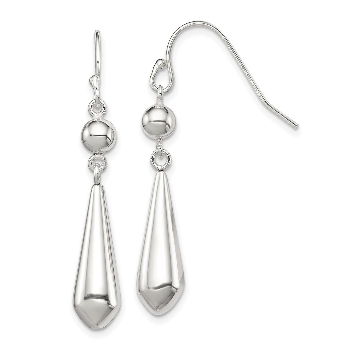 Sterling Silver Drop Earrings, Sleek Teardrop Dangle with Polished Minimalist Design
