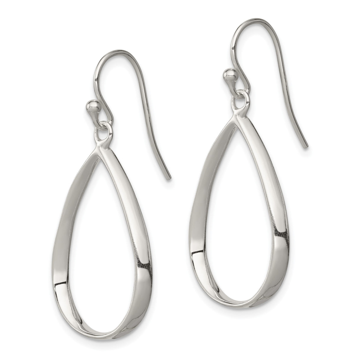 Sterling Silver Dangle Earrings with Open Teardrop Design, Lightweight Minimalist Style