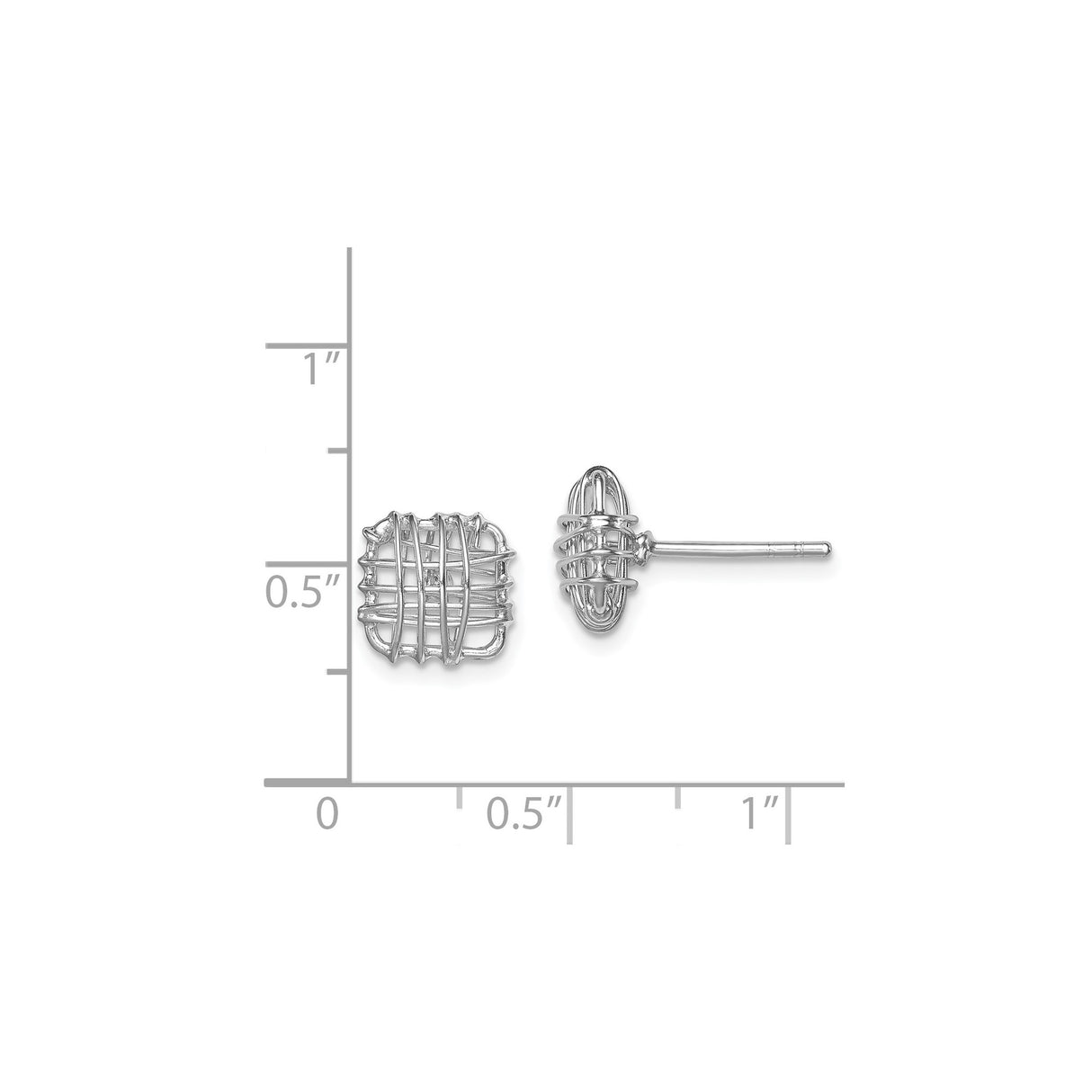 Sterling Silver Stud Earrings with Woven Wire Cage Design, Modern Geometric Style