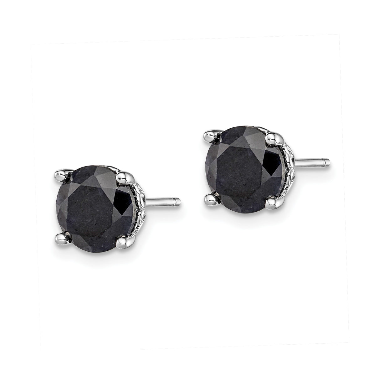 Sterling Silver Stud Earrings with Sapphire, Round Design with Heart Accents for Women