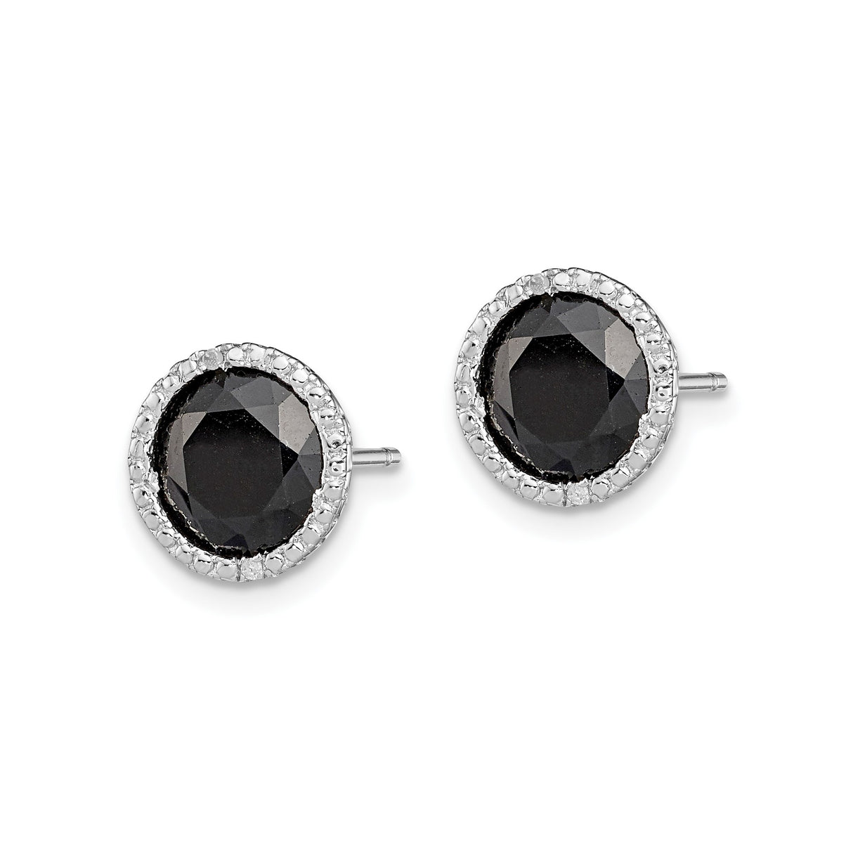 Sterling Silver Stud Earrings with Sapphire and Diamond Halo in Vintage Style
