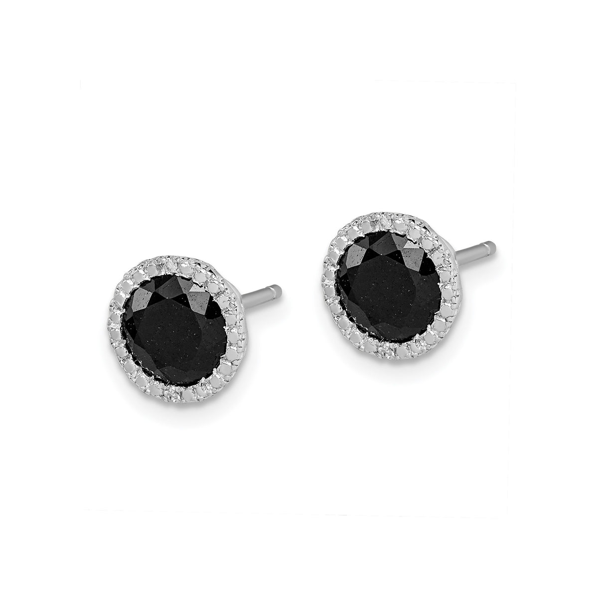 Sterling Silver Stud Earrings with Sapphire and Diamond Halo Design for Women