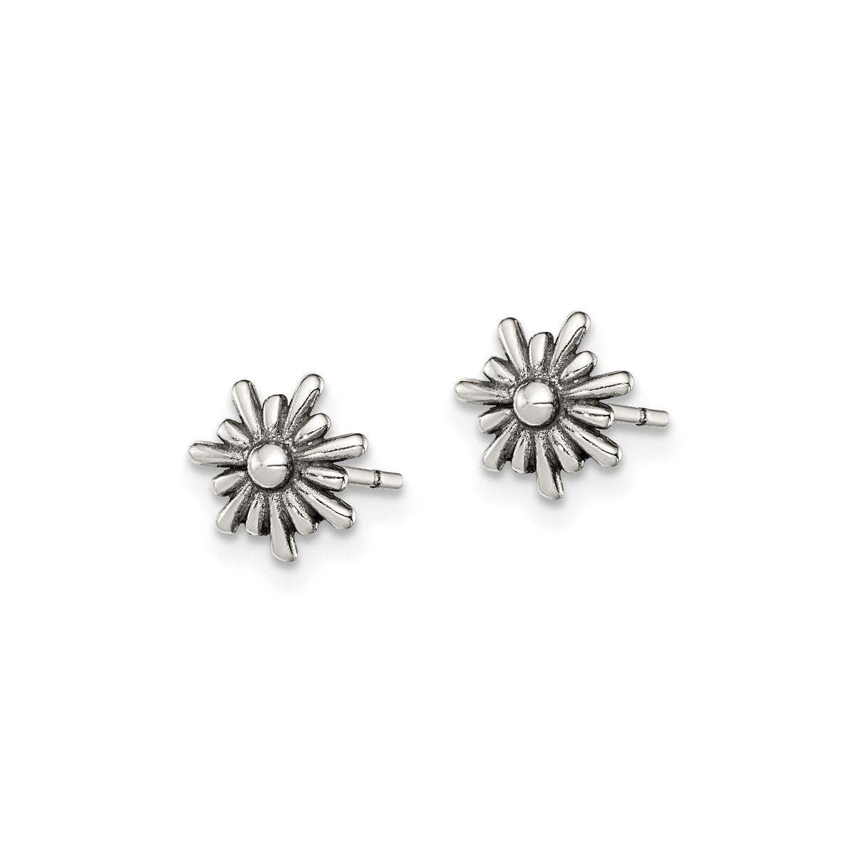Sterling Silver Daisy Stud Earrings, Polished Minimalist Floral Design