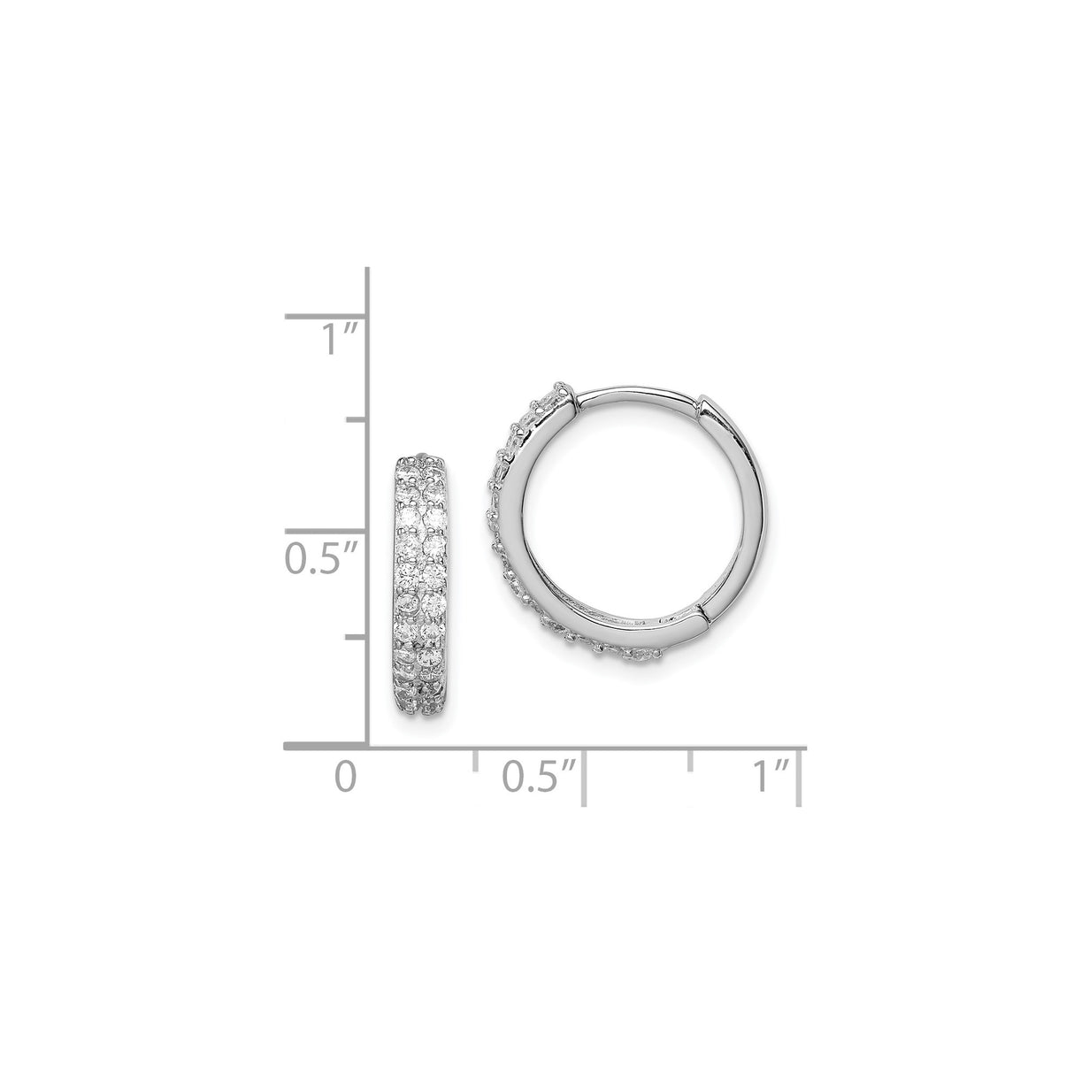Sterling Silver Hoop Earrings with Pave Cubic Zirconia, Lightweight Hinged Design for Women