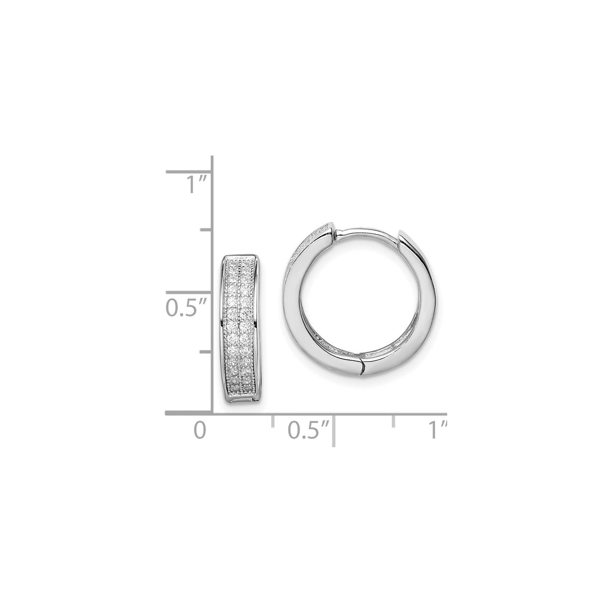 Sterling Silver Hoop Earrings with Pave Cubic Zirconia, Lightweight Modern Style for Women