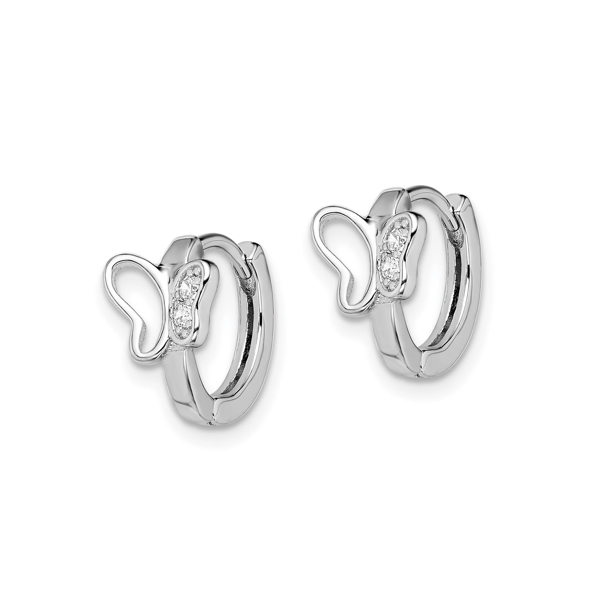 Sterling Silver Butterfly Hoop Earrings with Cubic Zirconia Accents, Delicate Design
