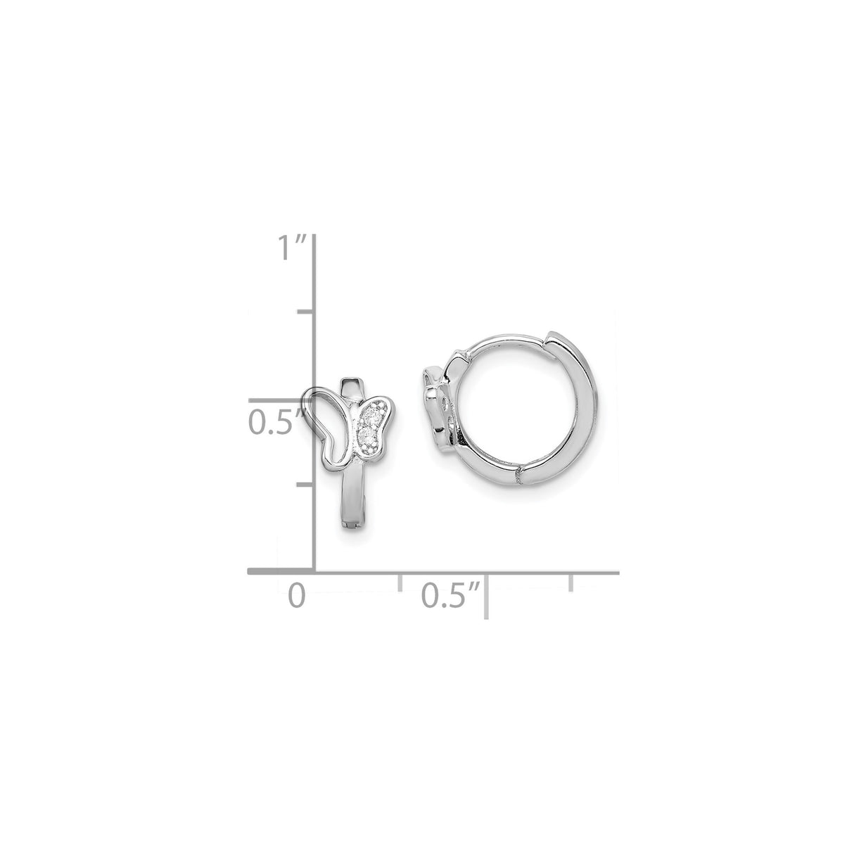 Sterling Silver Butterfly Hoop Earrings with Cubic Zirconia Accents, Delicate Design