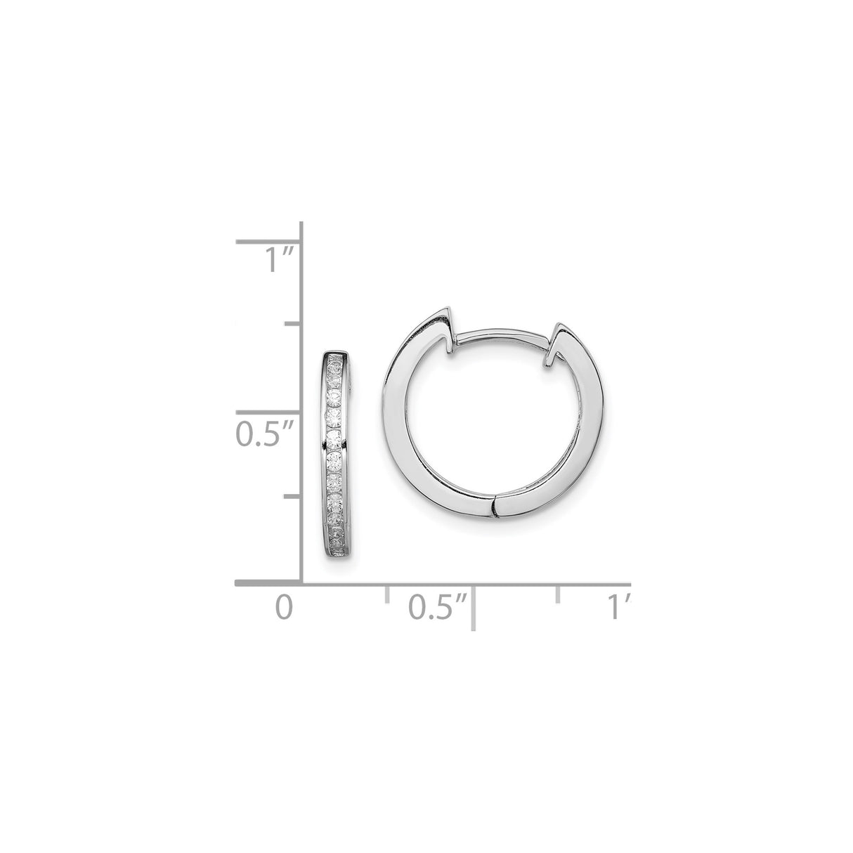 Sterling Silver Hoop Earrings with Channel Set Cubic Zirconia, Classic Polished Style for Women