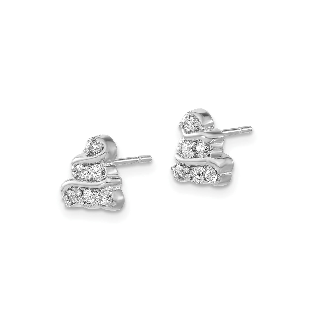 Sterling Silver Christmas Tree Stud Earrings with Cubic Zirconia Accents, Holiday Jewelry for Women