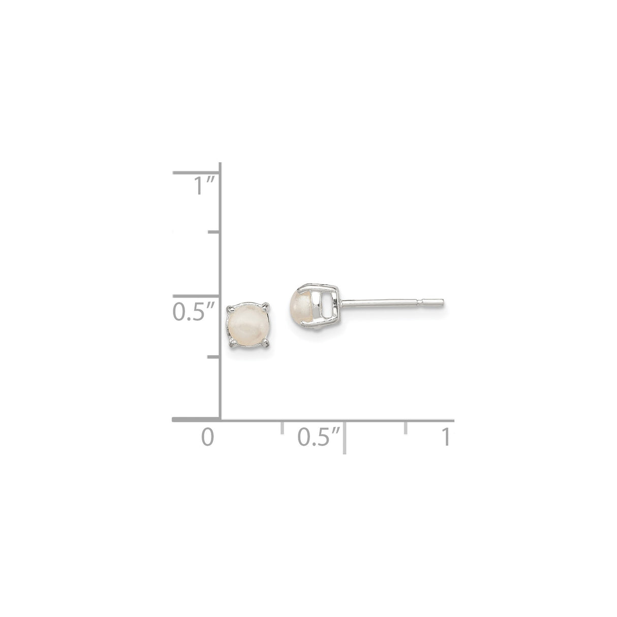 Sterling Silver Stud Earrings with Simulated Pearl, Prong Set, Minimalist Design for Women