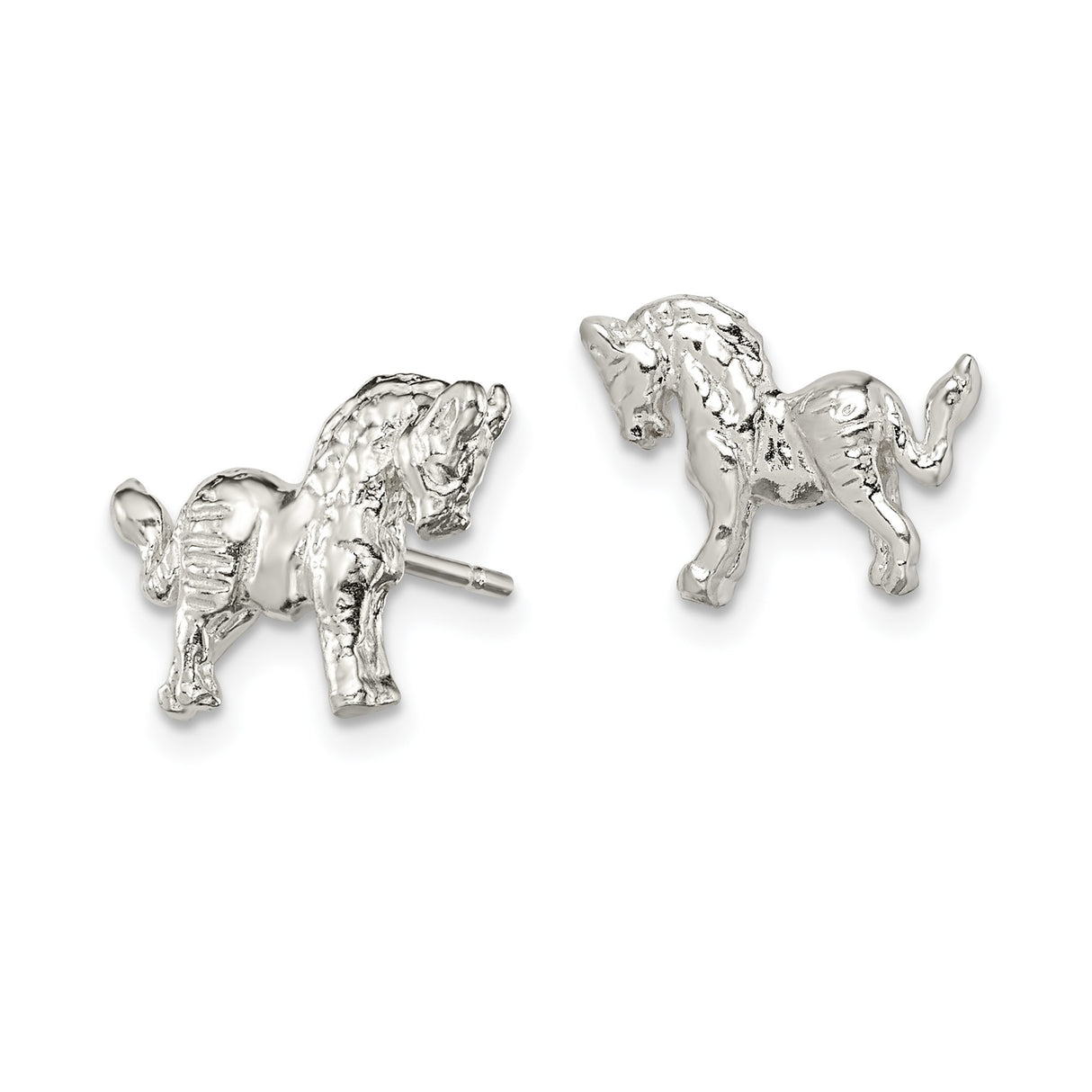 Sterling Silver Horse Stud Earrings, Equestrian Design Symbolizing Freedom and Strength