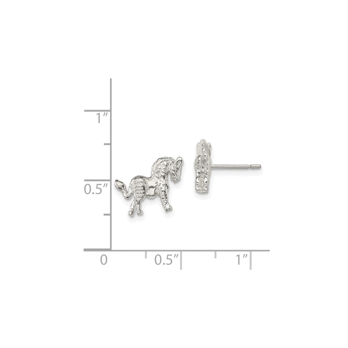 Sterling Silver Horse Stud Earrings, Equestrian Design Symbolizing Freedom and Strength
