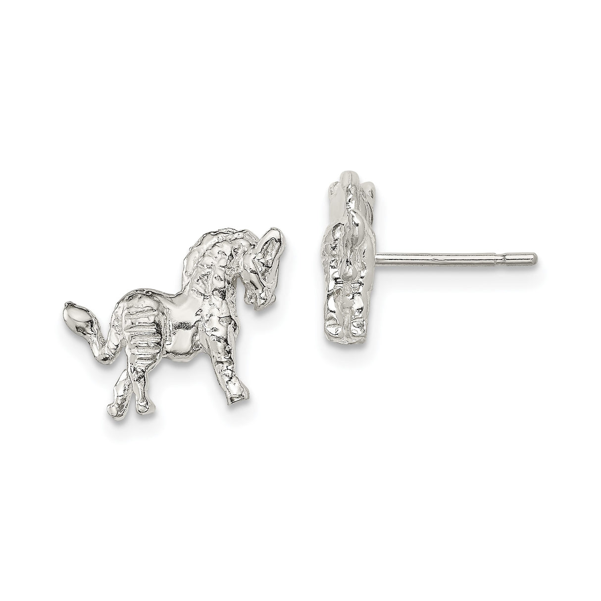 Sterling Silver Horse Stud Earrings, Equestrian Design Symbolizing Freedom and Strength