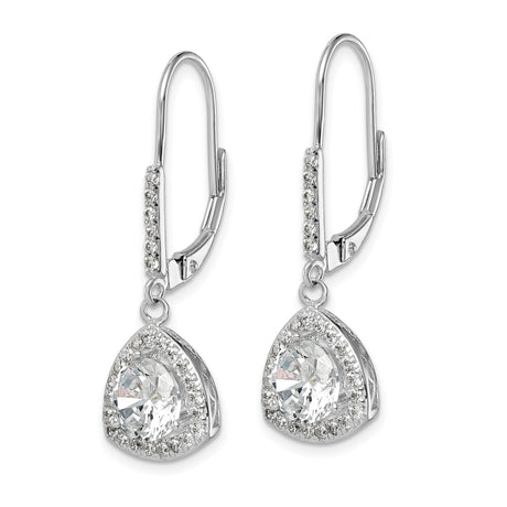 Sterling Silver Celtic Drop Earrings with Cubic Zirconia, Halo and Knot Design