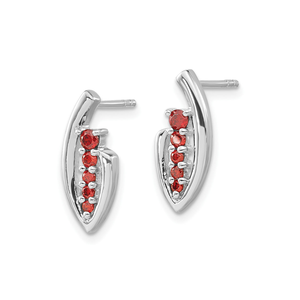 Sterling Silver Stud Earrings with Cubic Zirconia, Open Marquise and Channel Setting Design