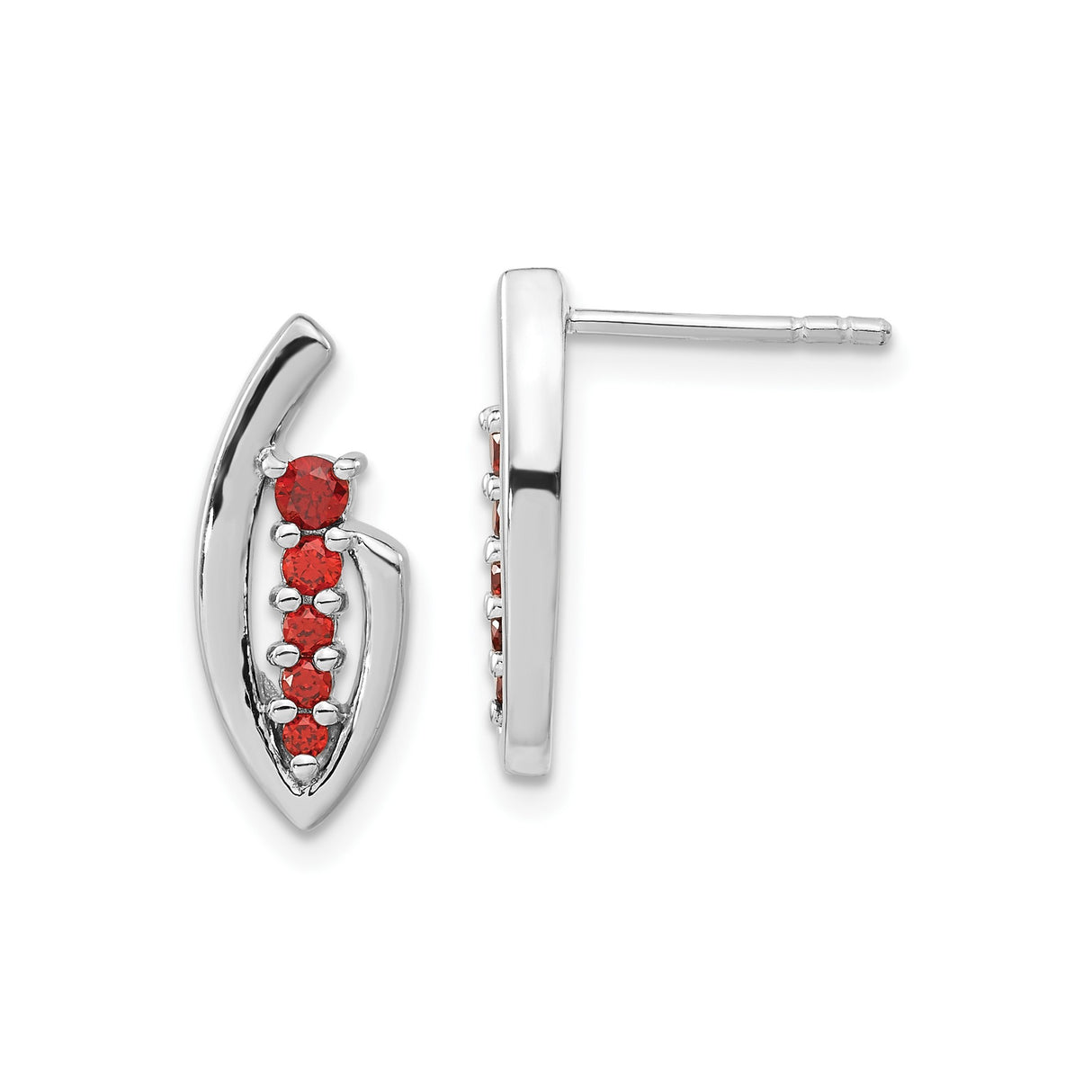 Sterling Silver Stud Earrings with Cubic Zirconia, Open Marquise and Channel Setting Design