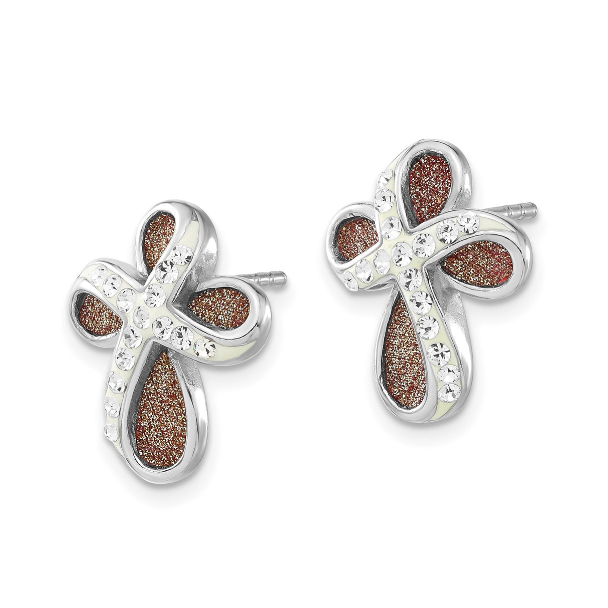 Sterling Silver Cross Pendant with Crystal Detailing, Gold Tone Finish, Modern Minimalist Design