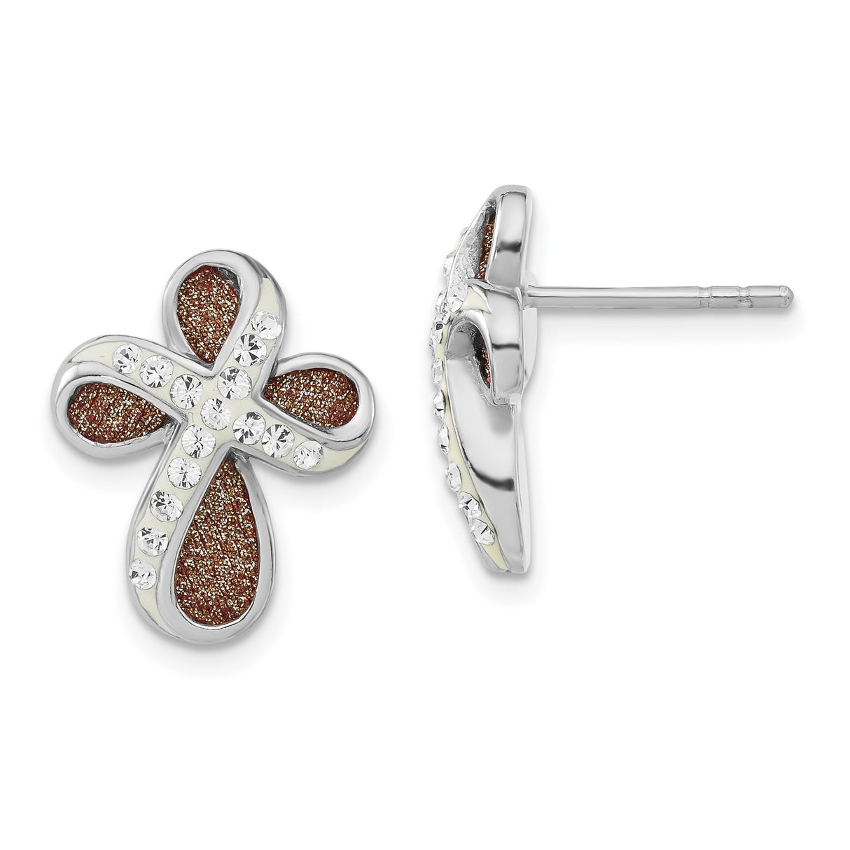 Sterling Silver Cross Pendant with Crystal Detailing, Gold Tone Finish, Modern Minimalist Design