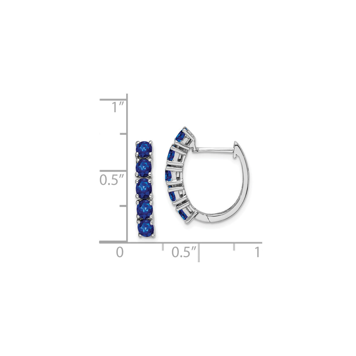 Sterling Silver Hoop Earrings with Sapphire in Prong Setting, Modern Design for Women