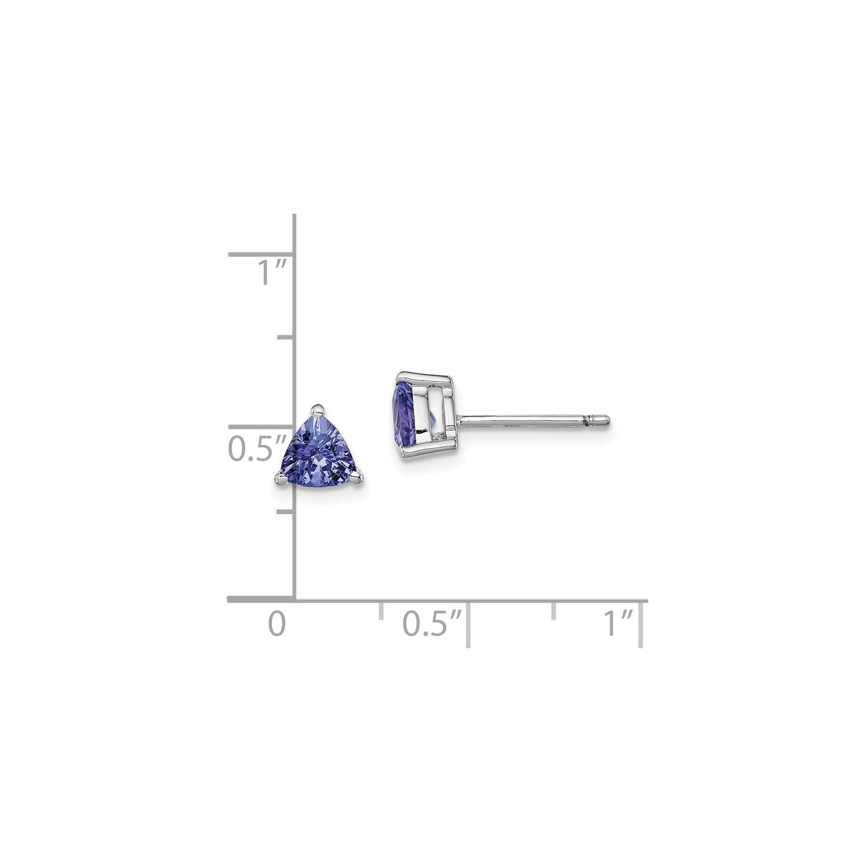 Sterling Silver Stud Earrings with Trillion Cut Tanzanite, Minimalist Prong Set Design