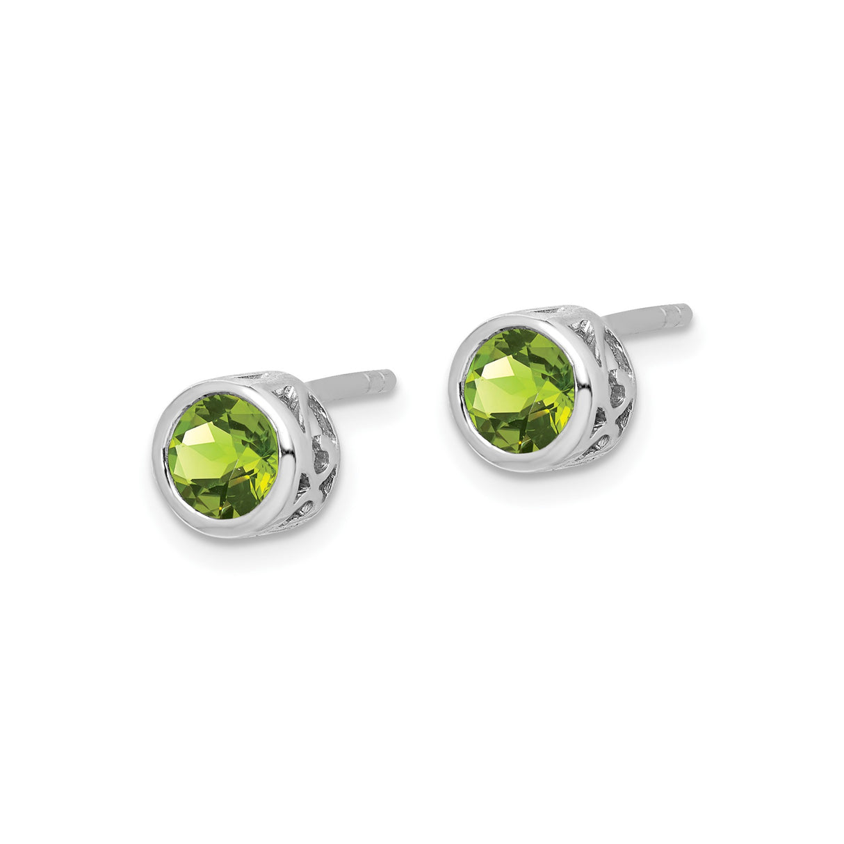 Sterling Silver Celtic Knot Stud Earrings with Peridot, Openwork Sides, Unity Motif Design