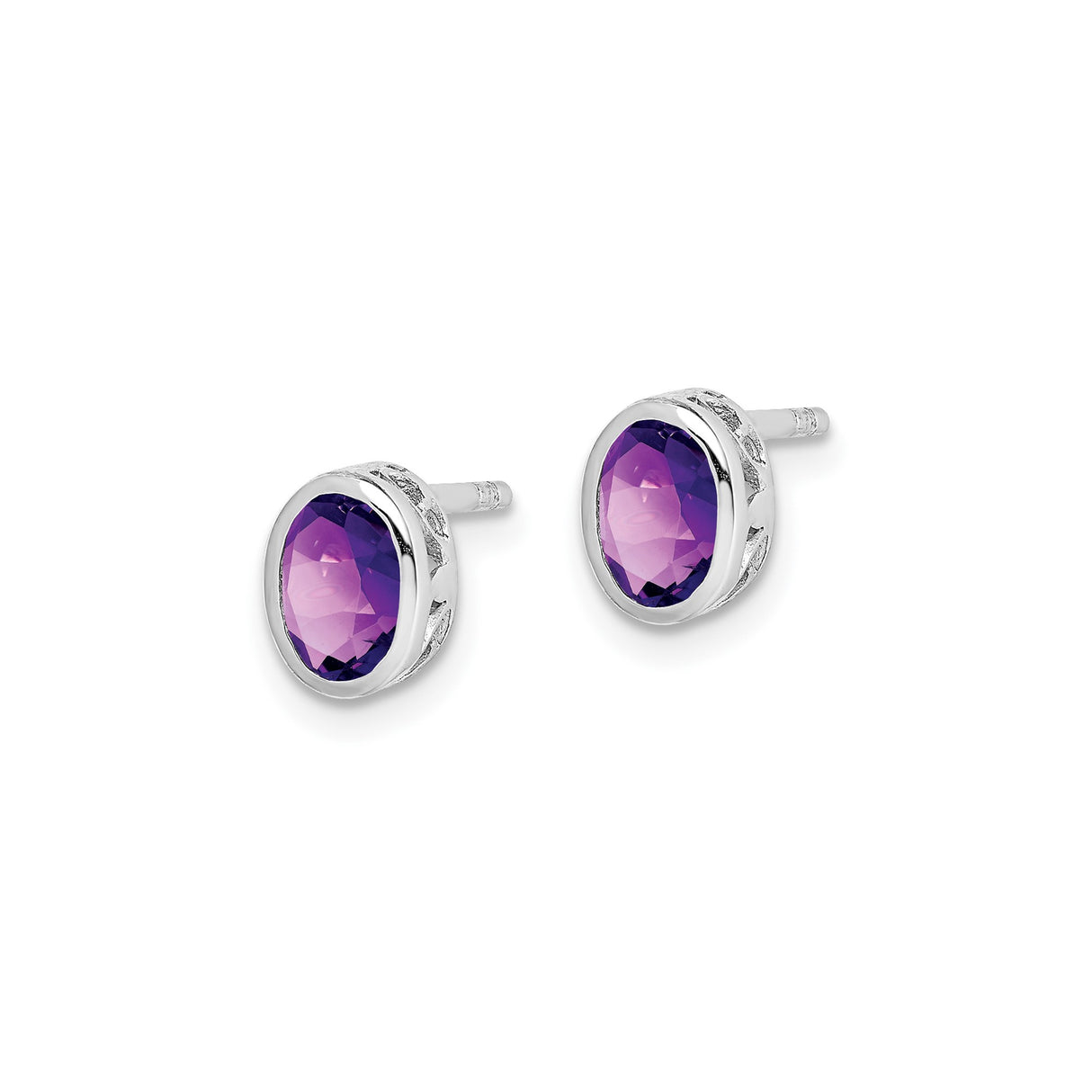 Sterling Silver Celtic Stud Earrings with Oval Amethyst, Eternity Knot Design for Women