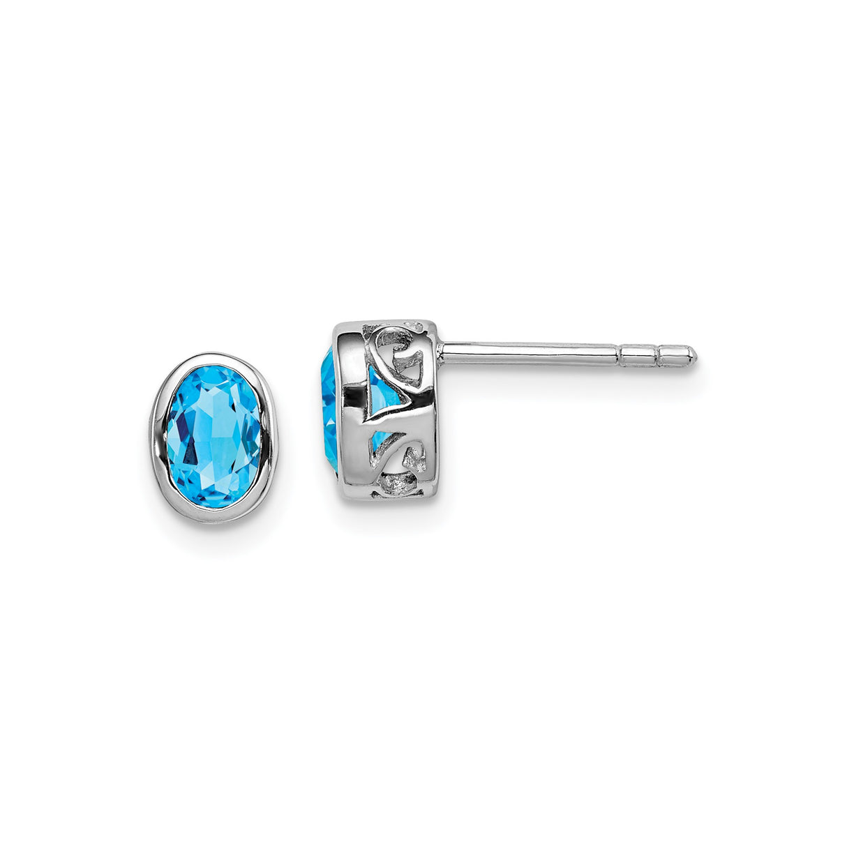 Sterling Silver Celtic Knot Stud Earrings with Sky Blue Topaz, Filigree Eternity Design