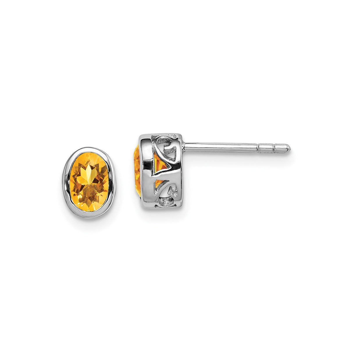 Sterling Silver Stud Earrings with Citrine and Celtic Knot Design for Women