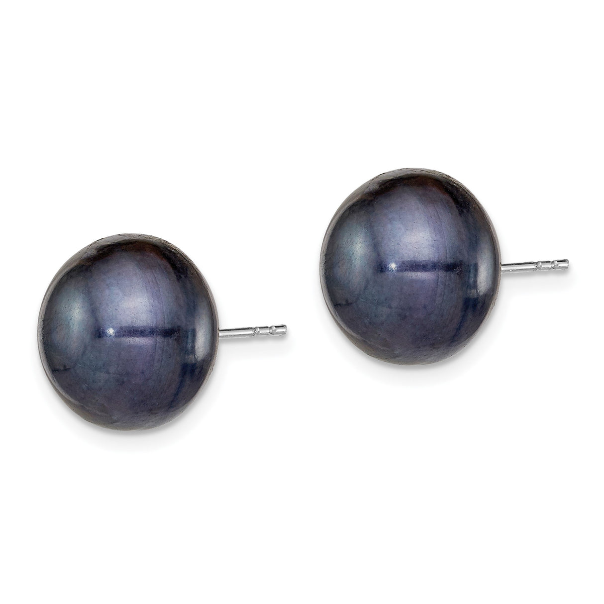 Sterling Silver Pearl Stud Earrings with Black Cultured Pearls, Minimalist Modern Style for Women