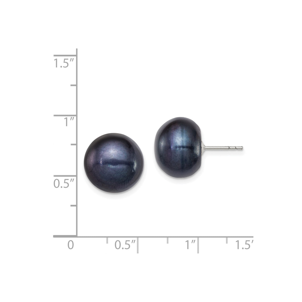 Sterling Silver Pearl Stud Earrings with Black Cultured Pearls, Minimalist Modern Style for Women