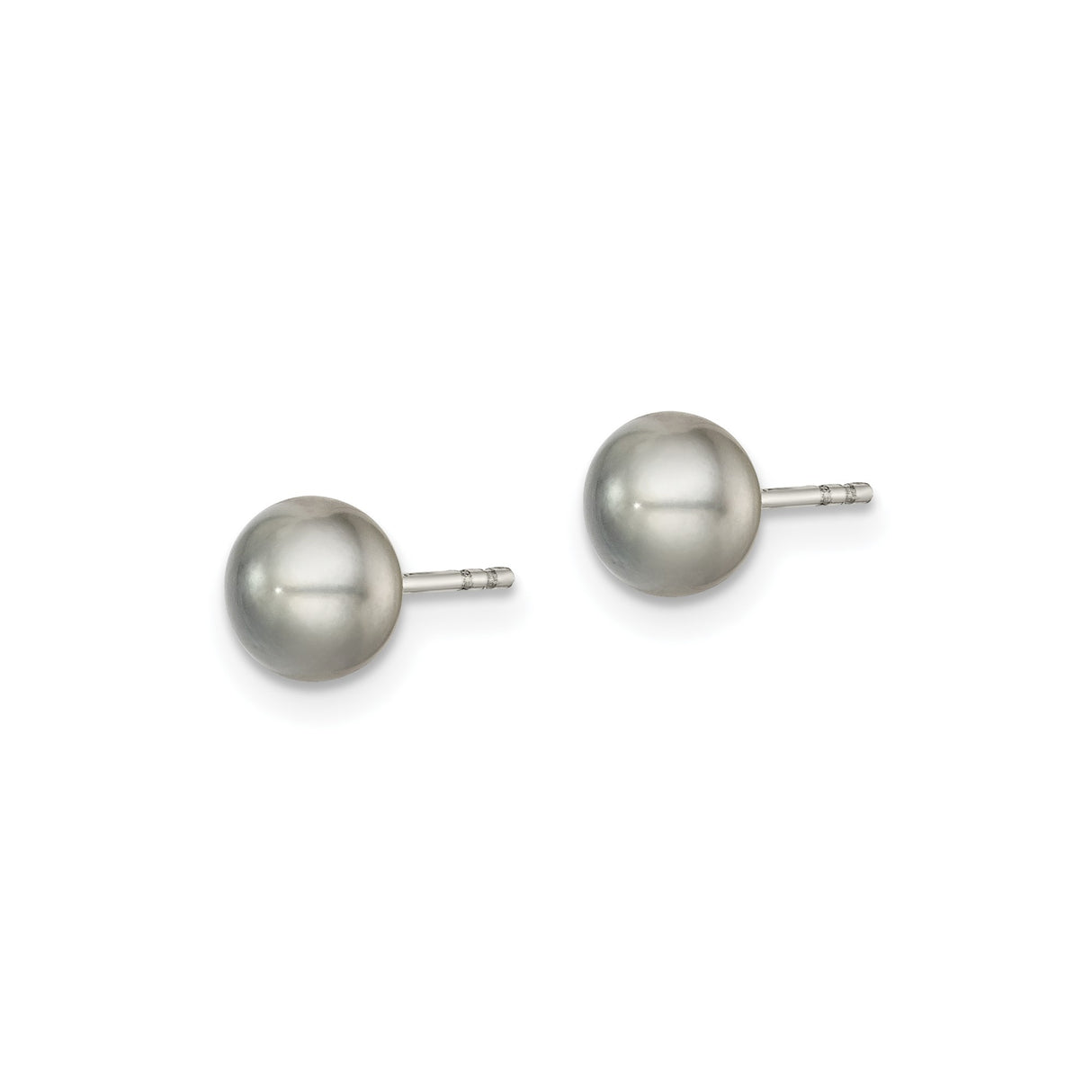 Sterling Silver Stud Earrings with Round White Freshwater Pearls, Classic Minimalist Design