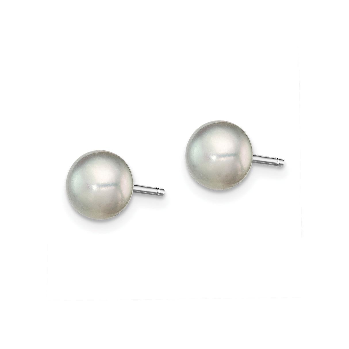 Sterling Silver Pearl Stud Earrings, Round White Freshwater Pearls, Minimalist Design