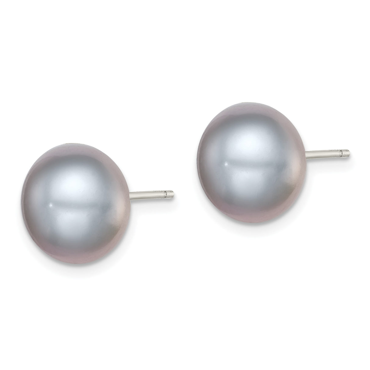 Sterling Silver Pearl Stud Earrings with Gray Round Freshwater Pearls, Classic Minimalist Style