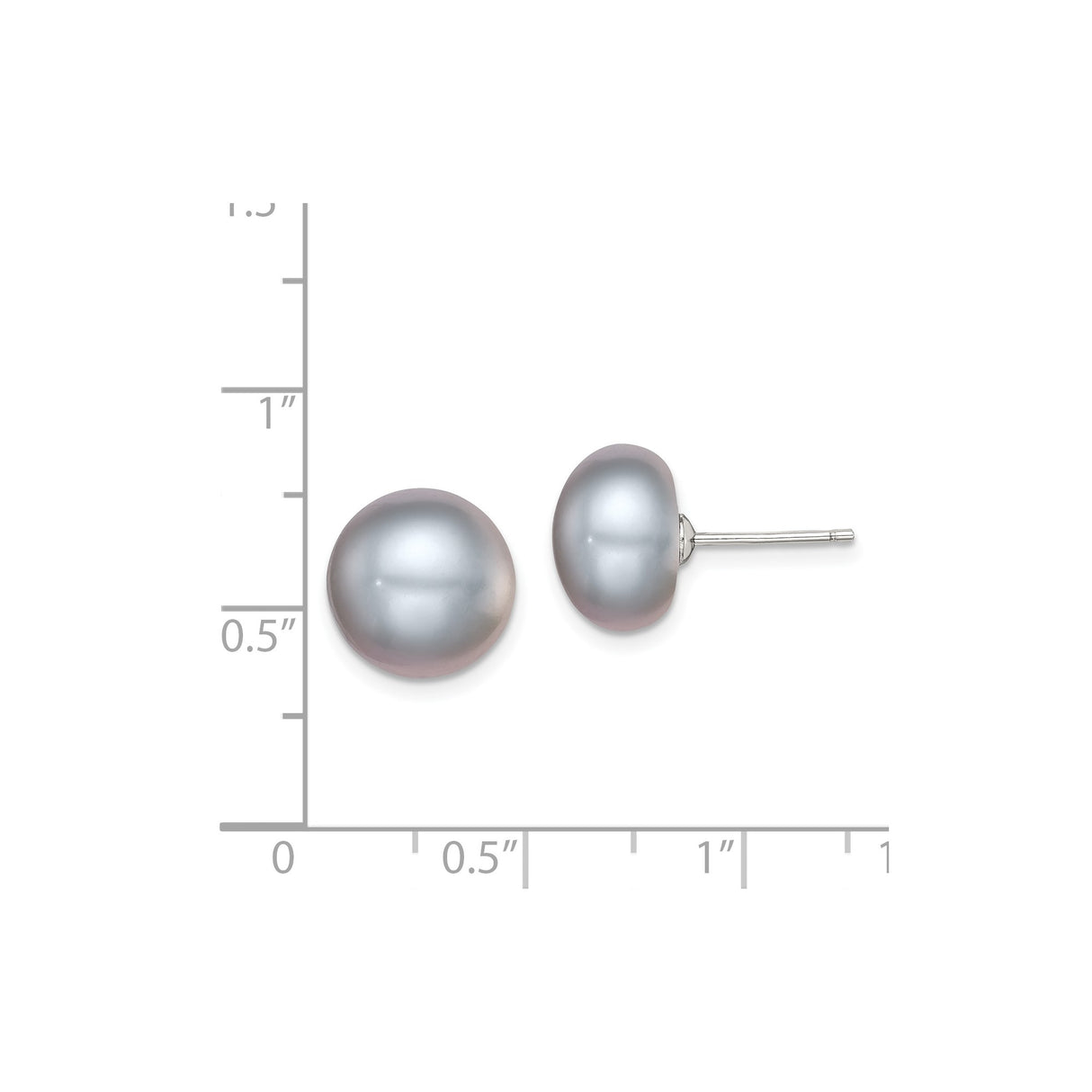 Sterling Silver Pearl Stud Earrings with Gray Round Freshwater Pearls, Classic Minimalist Style