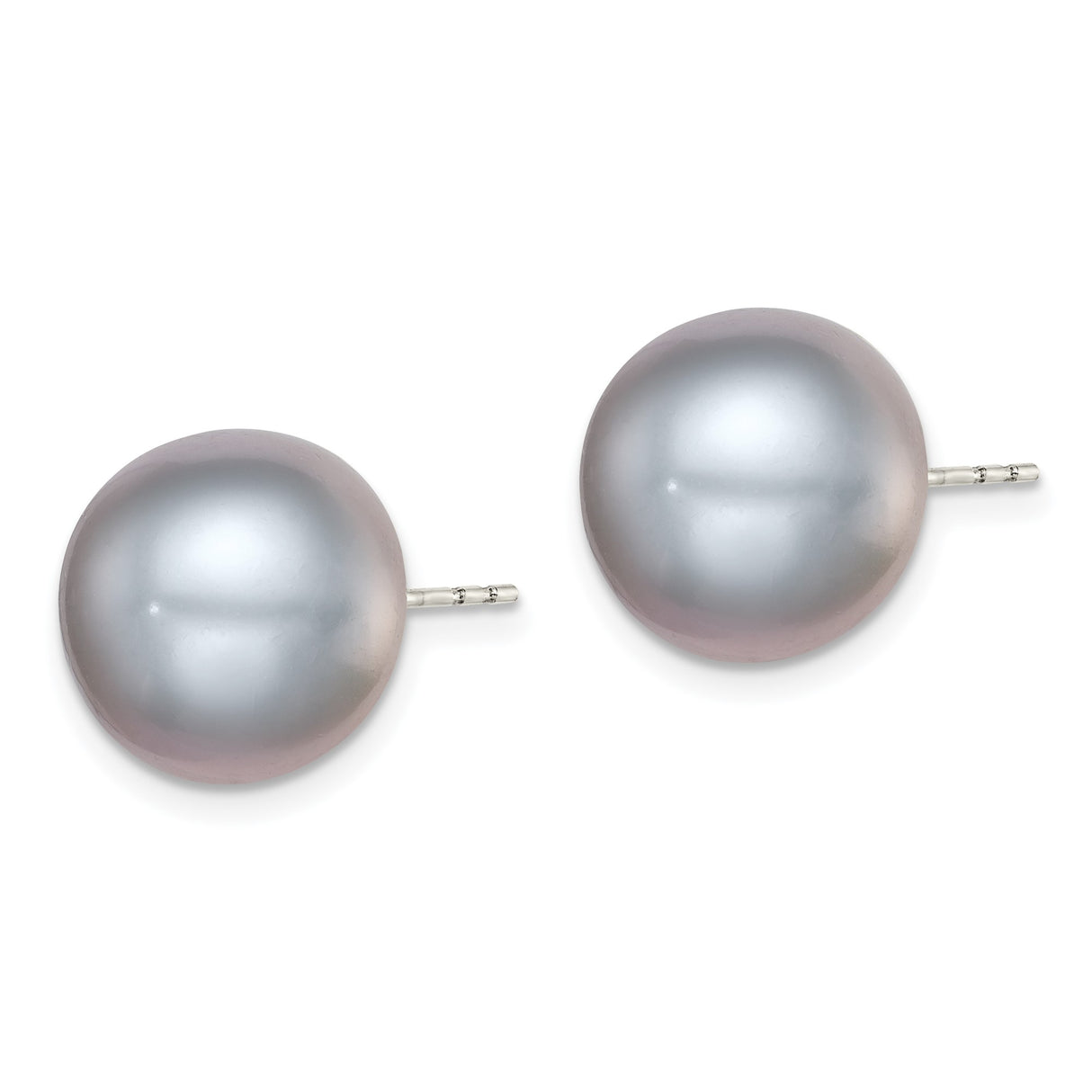 Sterling Silver Stud Earrings with Round White Freshwater Cultured Pearls, Classic Bridal Style