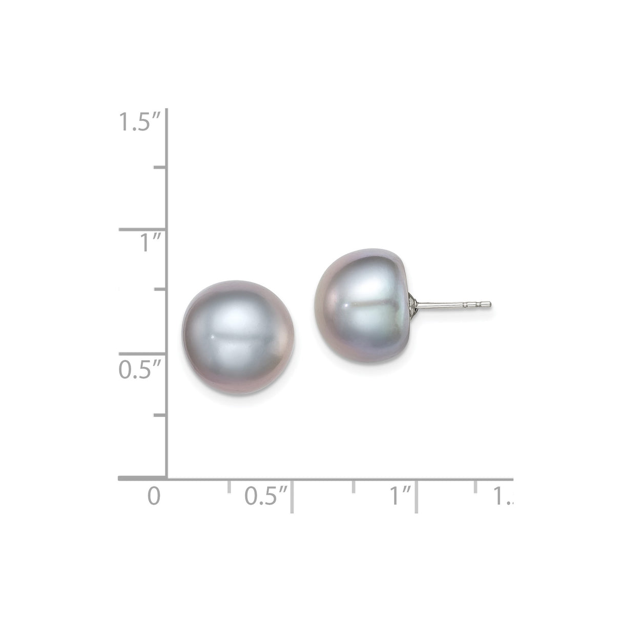 Sterling Silver Stud Earrings with Round White Freshwater Cultured Pearls, Classic Bridal Style