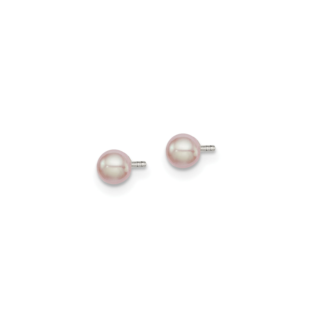 Sterling Silver Stud Earrings with Blush Pink Freshwater Pearls, Minimal Round Design