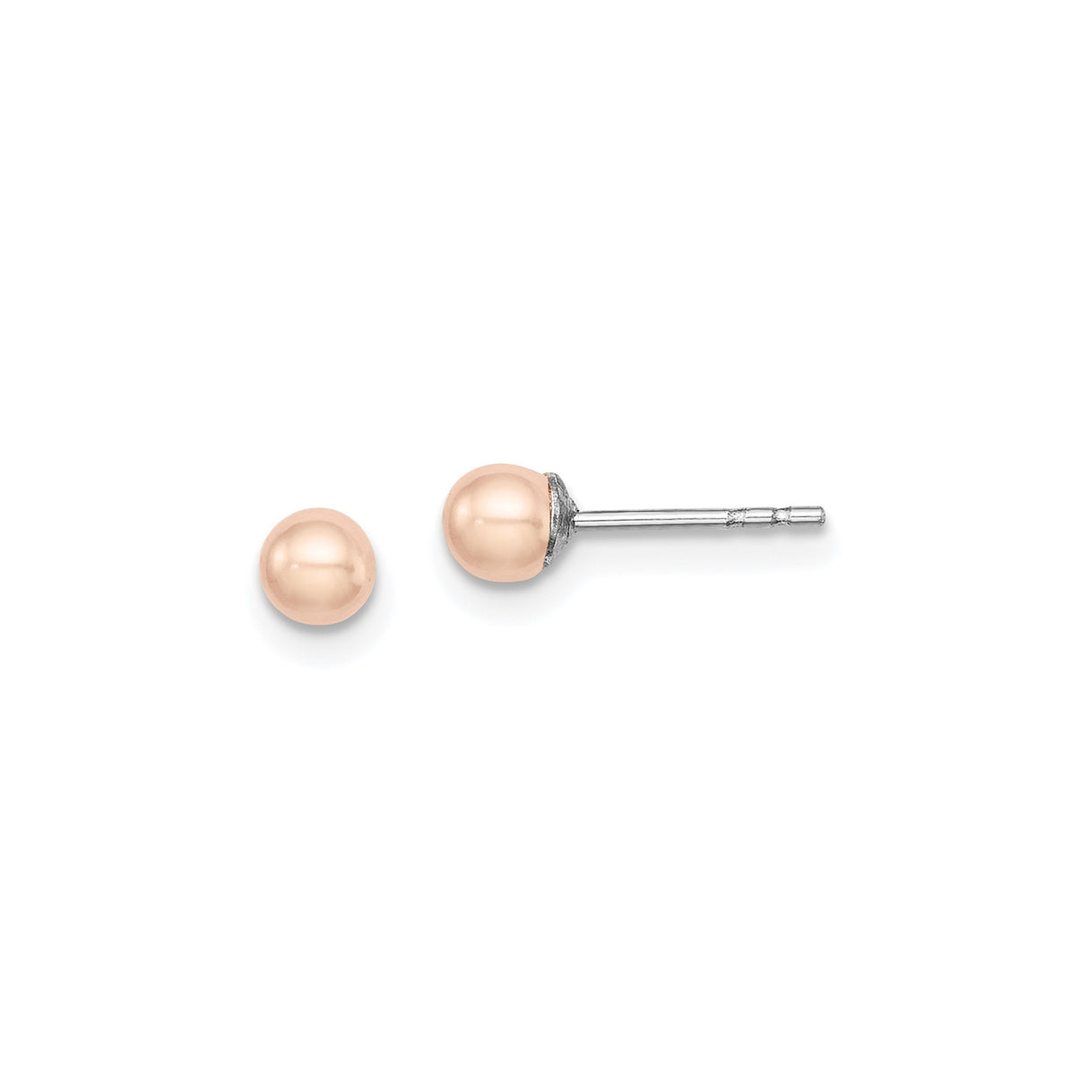Sterling Silver Stud Earrings with Blush Pink Freshwater Pearls, Minimal Round Design