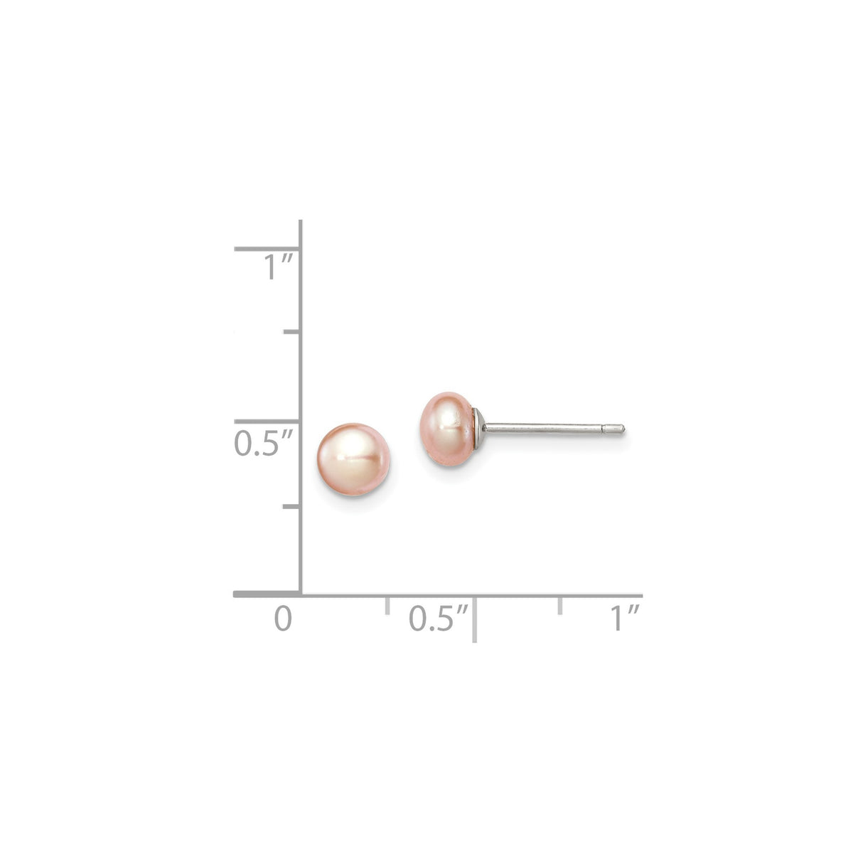 Sterling Silver Pearl Stud Earrings, Light Peach Cultured Freshwater, Classic Round Button Design