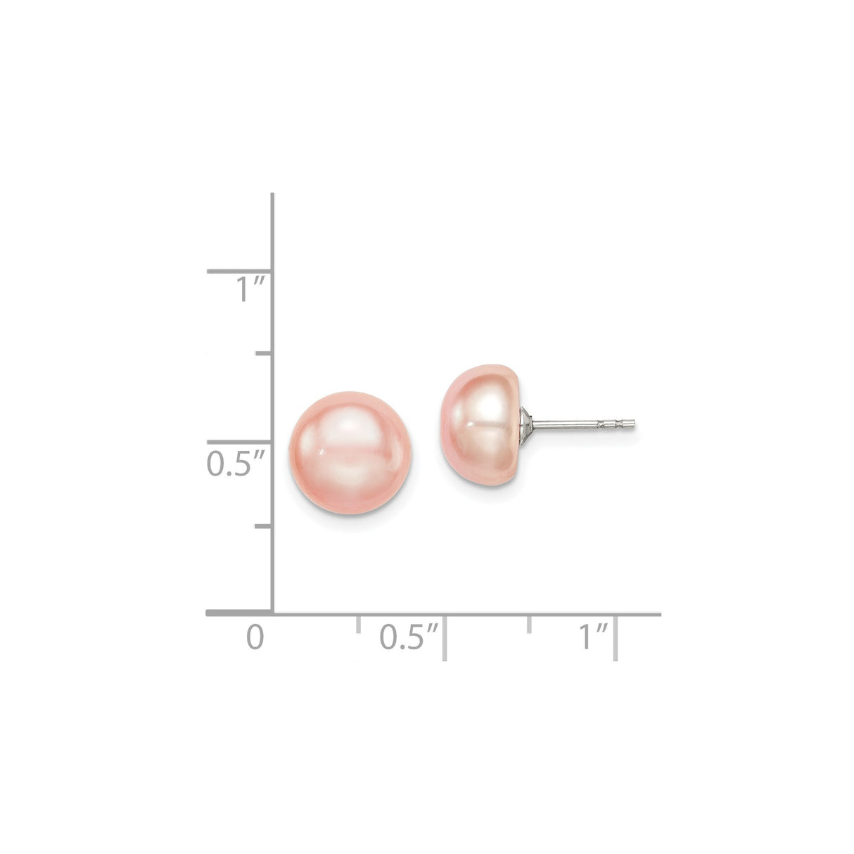 Sterling Silver Pearl Stud Earrings with Round Peach Freshwater Cultured Pearls, Minimalist Style