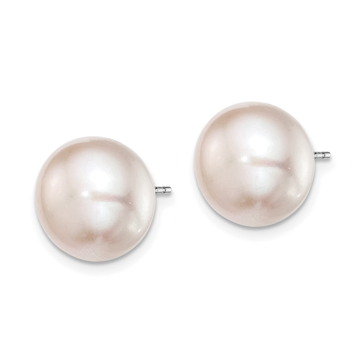 Sterling Silver Stud Earrings with Freshwater Cultured Irregular Round Pearls, Minimalist Design