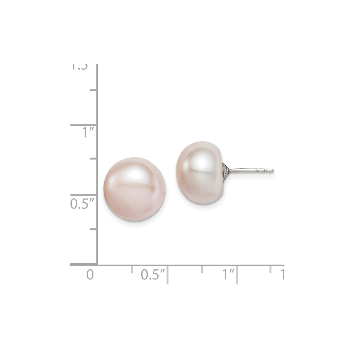 Sterling Silver Stud Earrings with Freshwater Cultured Irregular Round Pearls, Minimalist Design