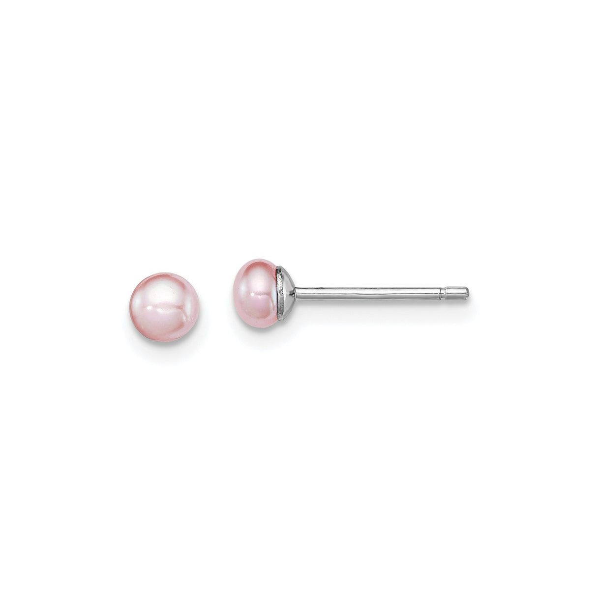 Sterling Silver Stud Earrings with Pink Pearl, Classic Feminine Minimalist Design